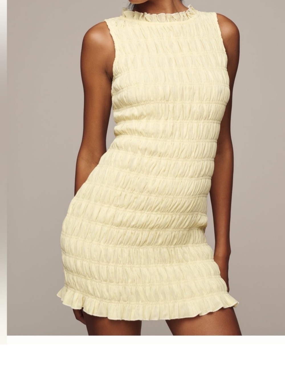 Endless Rose Light Yellow Sleeveless Ruffle-Hem Mini Dress